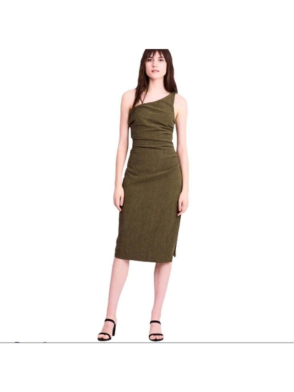 ** NEW Third Form Drifter Olive One Shoulder Midi Dress Size 4